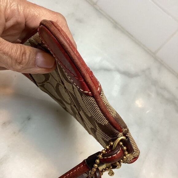 Coach Jacquard Signature Logo Pouch Wristlet - Picture 6 of 9